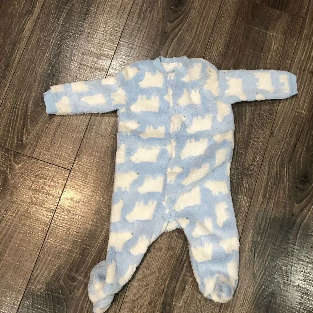 Baby Footies One Piece Size 12-18m Cozy Blue and White Kids One Piece
